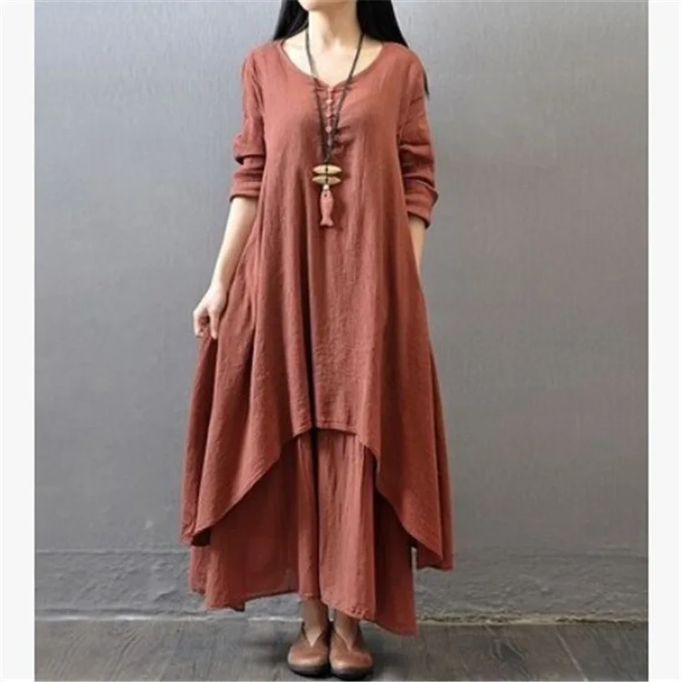 2021 New Solid Color Plus Size 5XL Loose Long Dress Casual Solid Long Sleeve Boho Maxi Linen Dress Women
2021 New Solid Color Plus Size 5XL Loose Long Dress Casual Solid Long Sleeve Boho Maxi Linen Dress Women