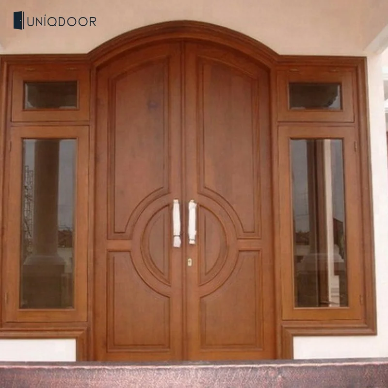 Uniqdoor teak wood solid double door main door designs