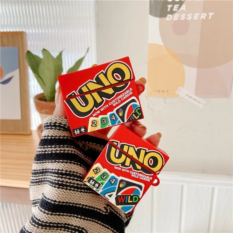 For Apple Airpods 1 2 Wireless Earphone Accessories Funny 3D UNO Game Card Soft Silicone AirPod Pro Cover Wholesale Charging Box
For Apple Airpods 1 2 Wireless Earphone Accessories Funny 3D UNO Game Card Soft Silicone AirPod Pro Cover Wholesale Charging Box