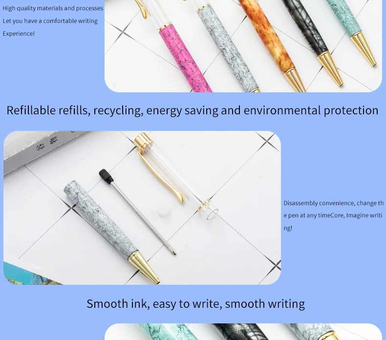 pen for gift marble grain diy metal pen with ballpoint pens