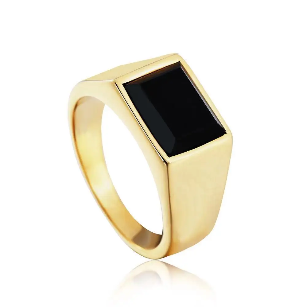 Luxury men's finger jewelry simple black agate gem square gold-plated shop men's stainless steel ring
Luxury men's finger jewelry simple black agate gem square gold-plated shop men's stainless steel ring