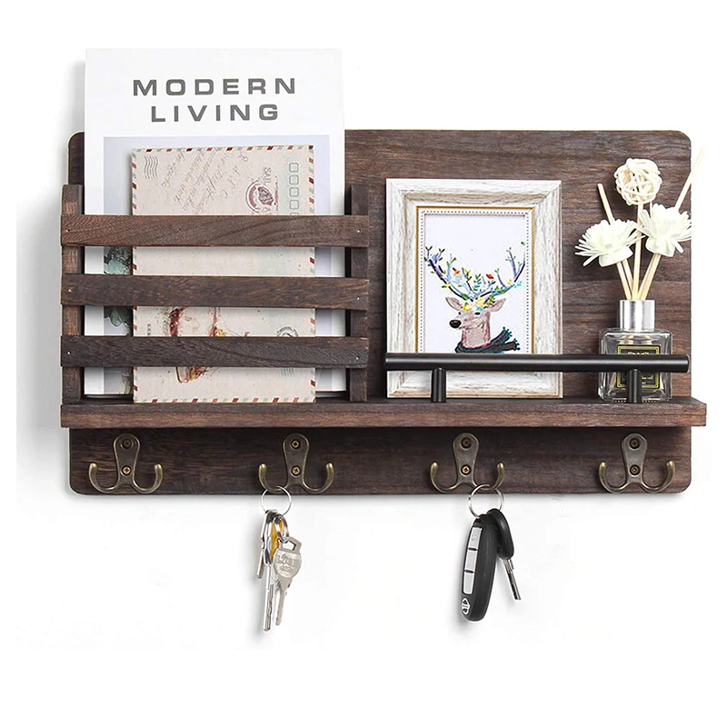 Wall-mounted mail classification organizing box wooden adhesive hook key holder for wall, Customized color
Wall-mounted mail classification organizing box wooden adhesive hook key holder for wall, Customized color