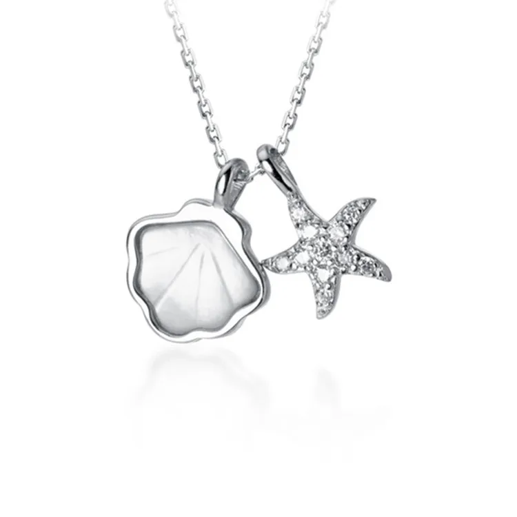 Delicate Ocean Style 925 Sterling Silver Shell Starfish Pendant Necklace, White gold/ gold
Delicate Ocean Style 925 Sterling Silver Shell Starfish Pendant Necklace, White gold/ gold