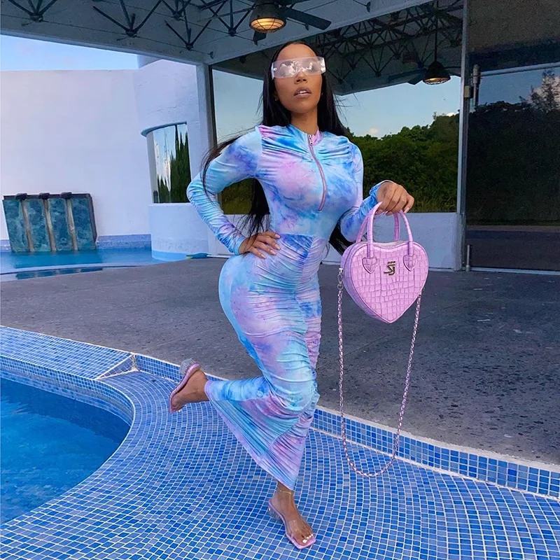 2021 Women Long Dress Fall Clothing For Women Long Sleeve Dress Zipper Fashion Pleated Tie Dye Women Dress, Photos show
2021 Women Long Dress Fall Clothing For Women Long Sleeve Dress Zipper Fashion Pleated Tie Dye Women Dress, Photos show
