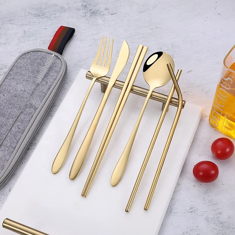 reusable high quality stainless steel flatware set chopstick straw spoon fork knife with bag
reusable high quality stainless steel flatware set chopstick straw spoon fork knife with bag