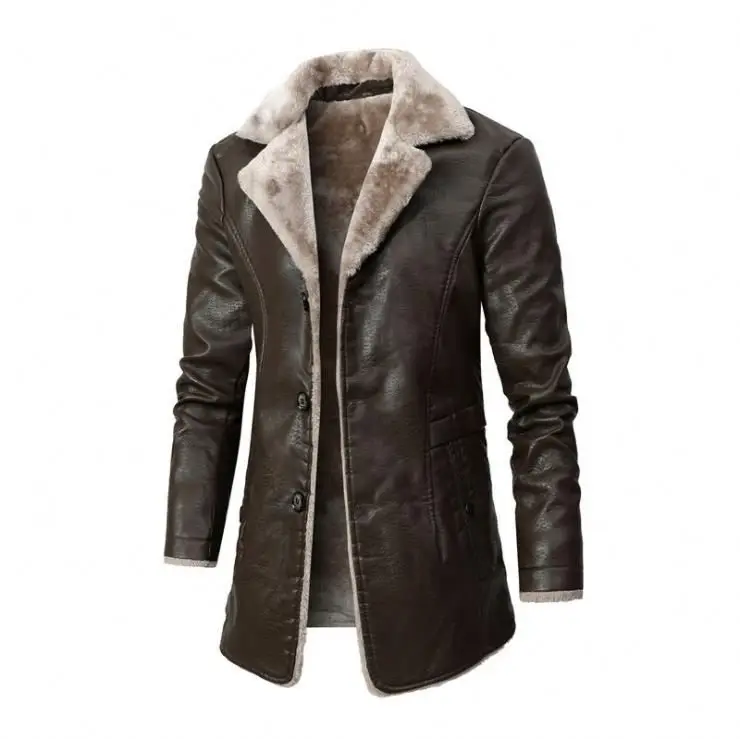 New Style Solid Color Fleece Mens Leather Jackets And Coats Fashion 2021 Autumn And Winter Long Coat, Brown,black
New Style Solid Color Fleece Mens Leather Jackets And Coats Fashion 2021 Autumn And Winter Long Coat, Brown,black