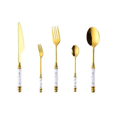 Nordic Cutlery Set Marbled Knife Fork Spoon Set Golden Coffee Spoon Fruit Fork Kitchen Western Tableware Dining Table Set Metal
Nordic Cutlery Set Marbled Knife Fork Spoon Set Golden Coffee Spoon Fruit Fork Kitchen Western Tableware Dining Table Set Metal