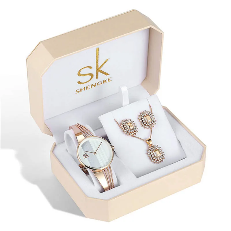 Shengke Brand 12 Styles Charm Women Jewelry Set Rose Gold Steel Quartz Watches Crystal Necklace Earring Set Ladies Fashion Gift
Shengke Brand 12 Styles Charm Women Jewelry Set Rose Gold Steel Quartz Watches Crystal Necklace Earring Set Ladies Fashion Gift