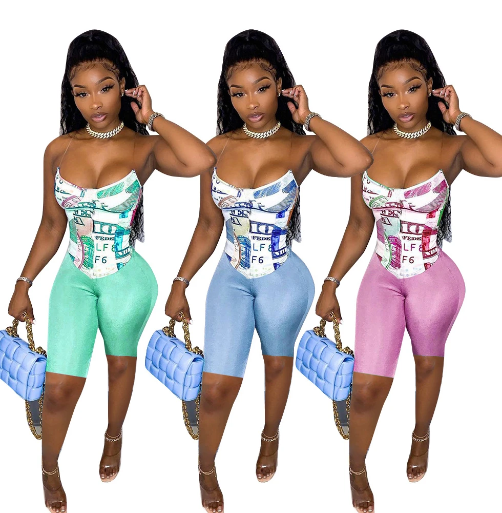 2021 Trendy women clothing Polyester Sexy & Club short rompers summer sleeveless strap sexy ladies Money Printed romper Jumpsuit
2021 Trendy women clothing Polyester Sexy & Club short rompers summer sleeveless strap sexy ladies Money Printed romper Jumpsuit