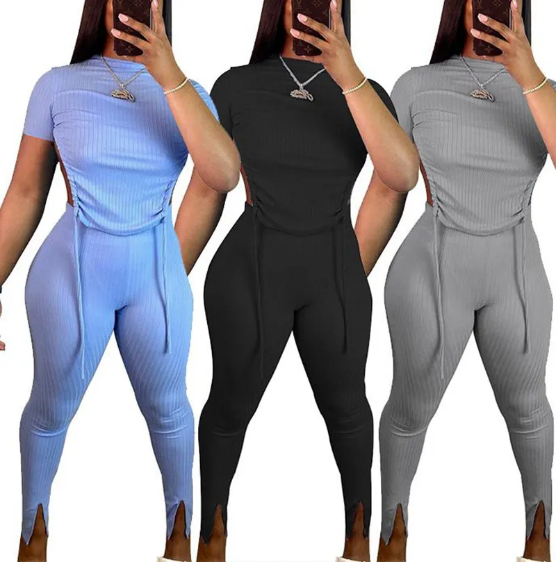 2021 New women's halter drawstring pleated outfits solid color pit strip split casual two-piece trouser suit, Picture
2021 New women's halter drawstring pleated outfits solid color pit strip split casual two-piece trouser suit, Picture