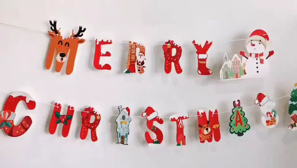 christmas party decoration santa snowman banner christmas latex