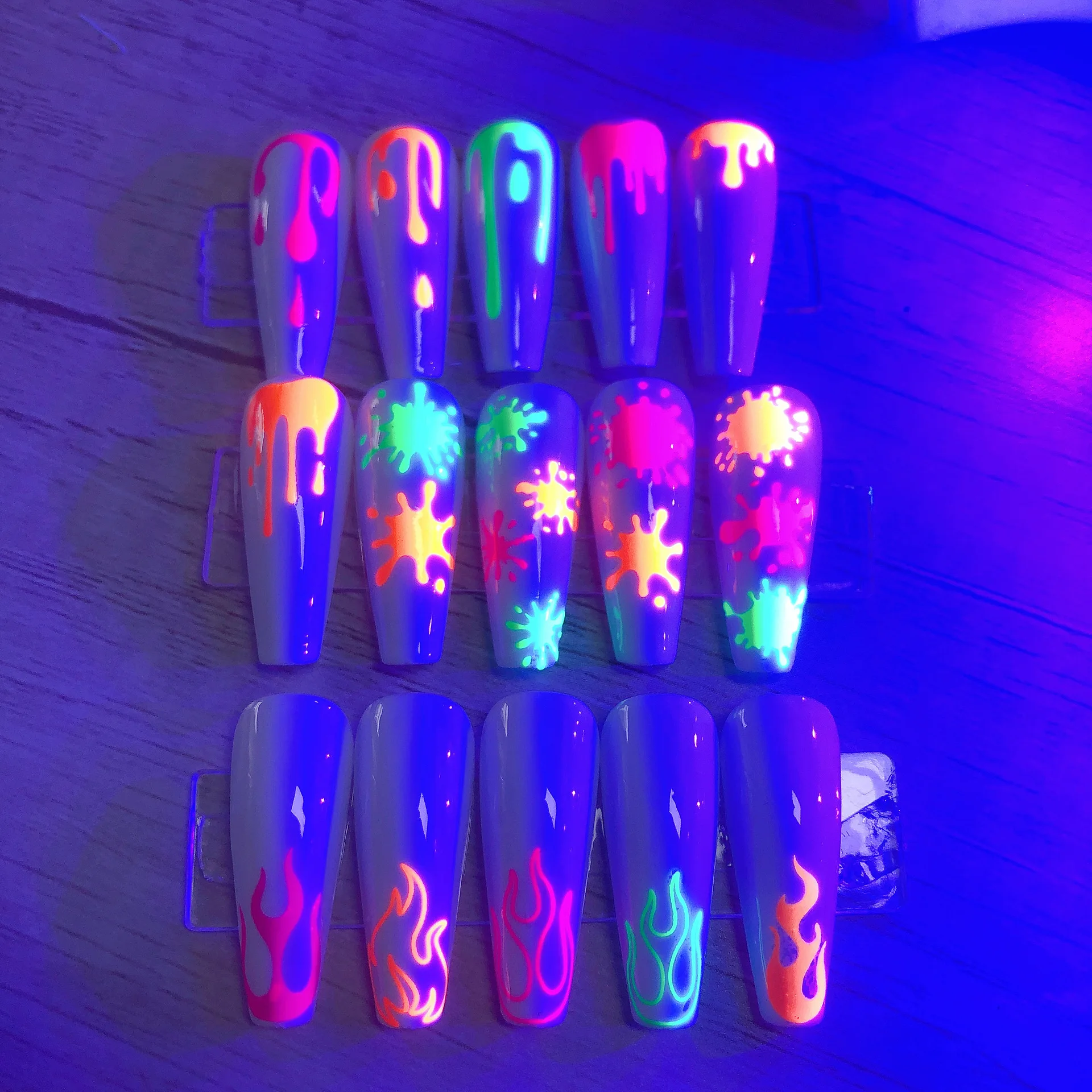 

Fluorescent water drop stars letters snakeskin scale stickers water transfer neon nail decals