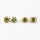 E-212 Xuping green stone women stud earrings 24k gold jewelry synthetic CZ women earrings