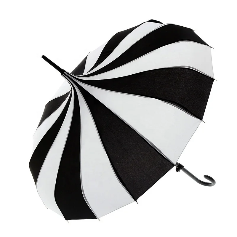 Party Decoration Classic Style Bella's Vintage-Inspired Pagoda Umbrella with Black and White Stripes Colors, Black with white trim
Party Decoration Classic Style Bella's Vintage-Inspired Pagoda Umbrella with Black and White Stripes Colors, Black with white trim