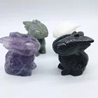 Wholesale Natural Quartz hand carved Animal statue Carving Lovely Crystal Toothless Dragon Crafts