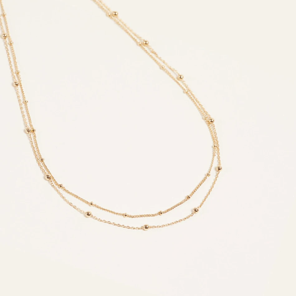 Fashion Necklace Jewelry 925 Sterling Silver 18k gold Plated Beads Chain Layered Necklace For Women
Fashion Necklace Jewelry 925 Sterling Silver 18k gold Plated Beads Chain Layered Necklace For Women