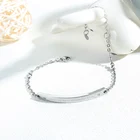 Personalized Best Friend Sister Jewelry Rose Gold Cubic Zirconia Letter Engraved Bar Bracelet
