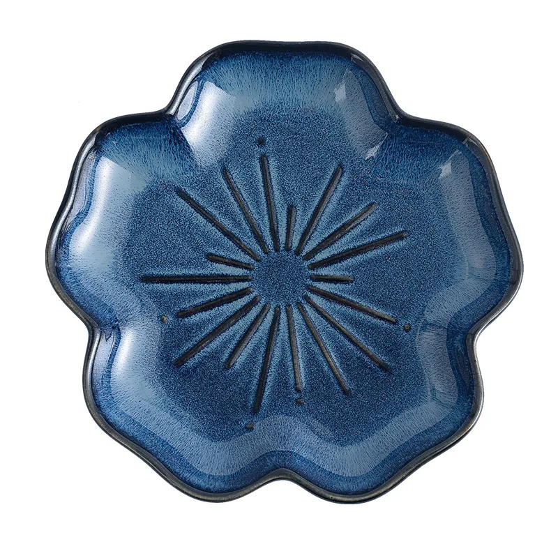 Japanese kiln changed ceramic tableware household dishes steak flat plate flower-shaped plate wholesale custom, Blue
Japanese kiln changed ceramic tableware household dishes steak flat plate flower-shaped plate wholesale custom, Blue