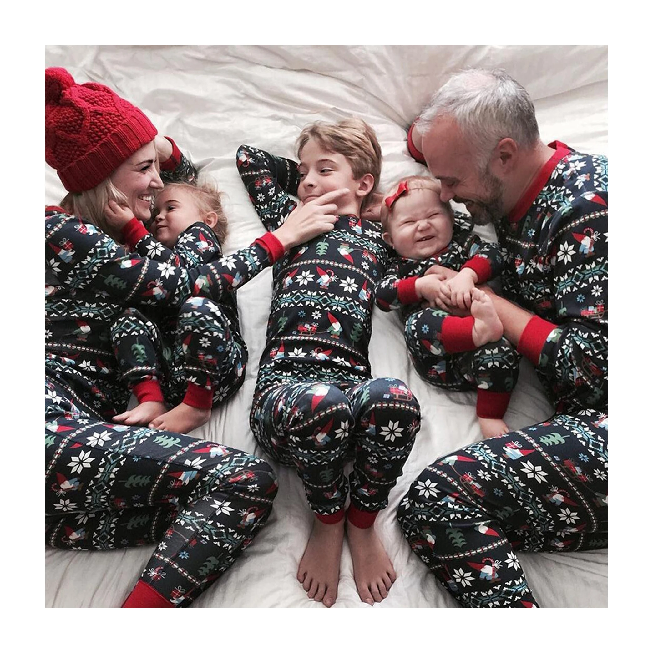 Long sleeve 2 piece night suit sleepwear christmas pajamas pj sets for family, Black
Long sleeve 2 piece night suit sleepwear christmas pajamas pj sets for family, Black