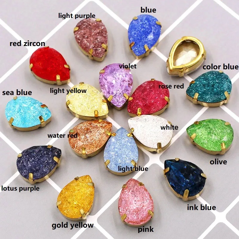 high quality fancy k9 glass drop shape crystal sewing