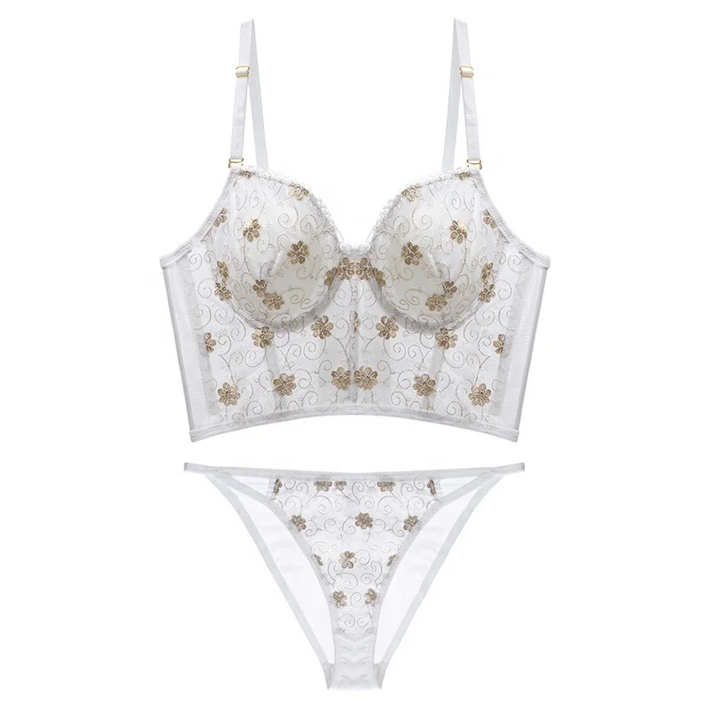 Lace Embroidery Underwear Sexy Lingerie Thin Translucent women Bra Panty Set Gauze bra brief sets
Lace Embroidery Underwear Sexy Lingerie Thin Translucent women Bra Panty Set Gauze bra brief sets