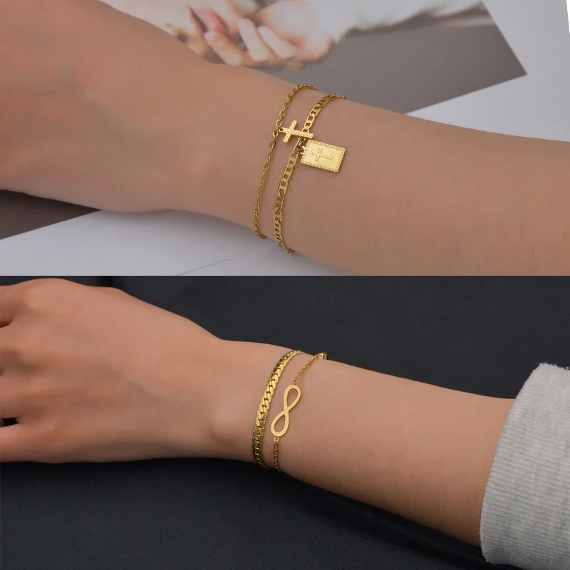 2022 French Vintage Style Double-layer Bracelet Stainless Steel Jewelry Gold Plated Party Accessories, Gold ,rose gold
2022 French Vintage Style Double-layer Bracelet Stainless Steel Jewelry Gold Plated Party Accessories, Gold ,rose gold