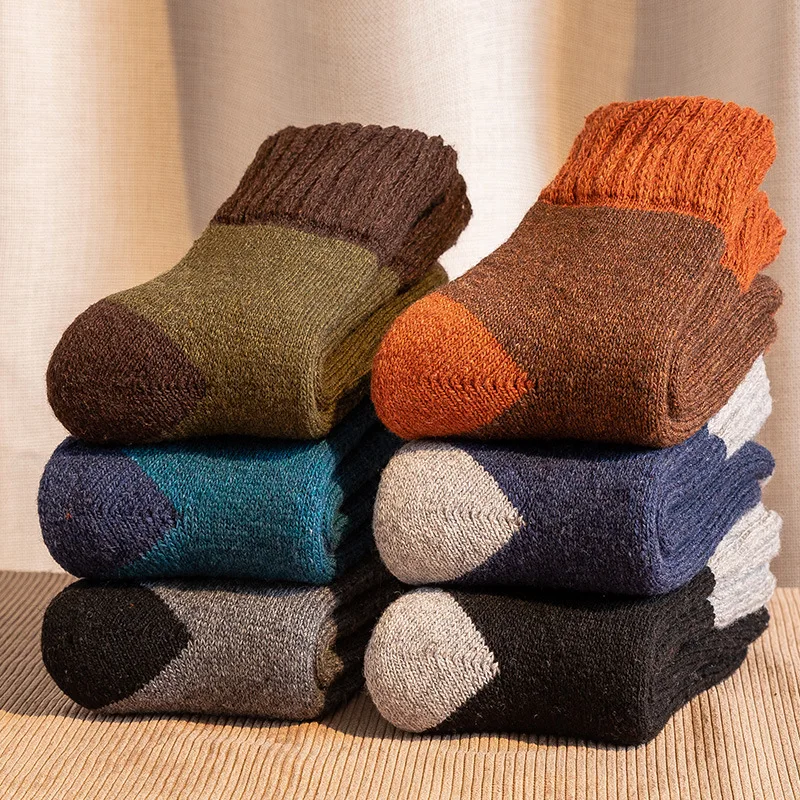 Patchwork Color Block Thermal Warm Quality Black Blue Navy Thick Wool Socks Men for Winter 
Patchwork Color Block Thermal Warm Quality Black Blue Navy Thick Wool Socks Men for Winter