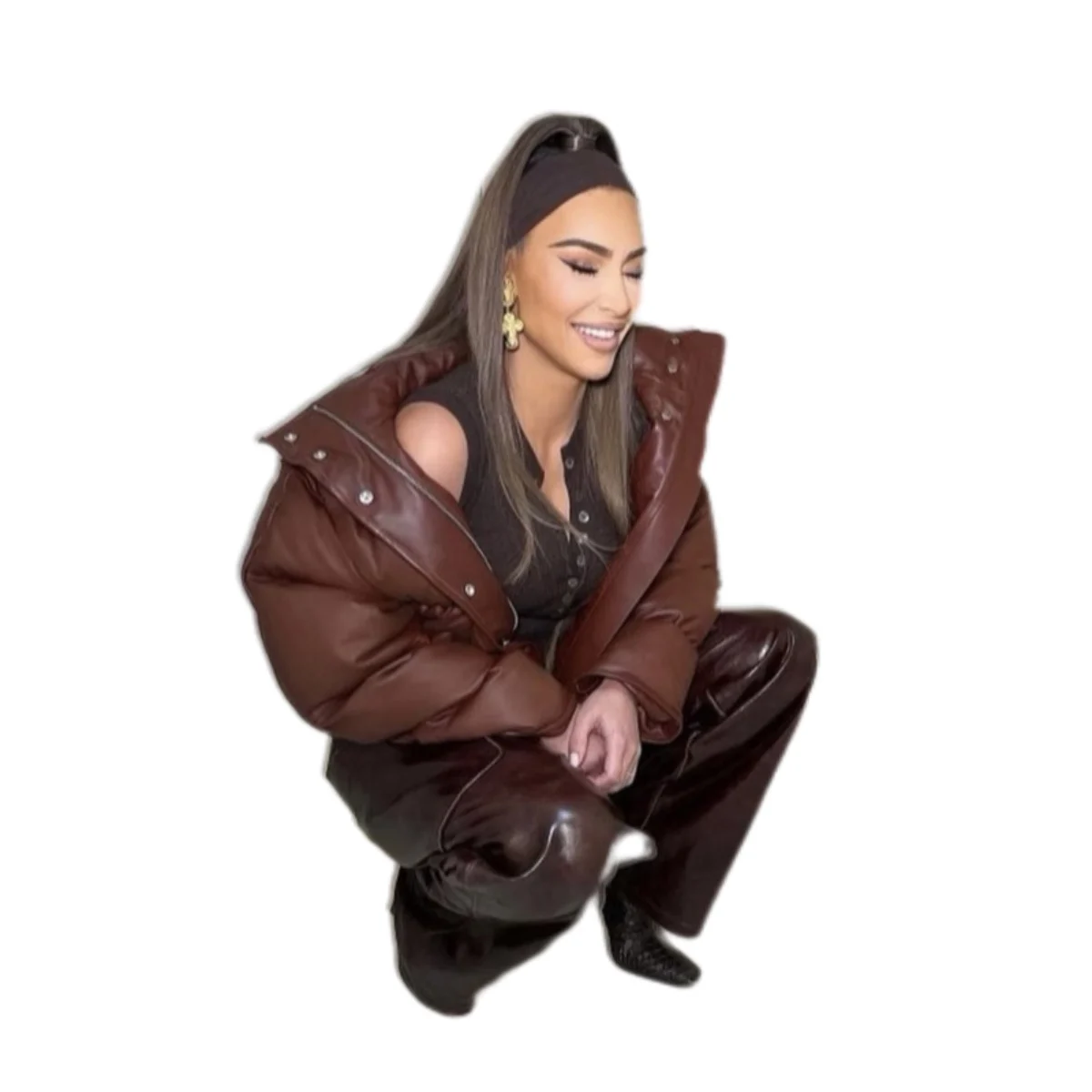 Brown Winter Women clothing top Stand Collar Long Sleeve PU leather Cotton Mix Zip Up Cropped puffer Jacket Women Bubble Coat
Brown Winter Women clothing top Stand Collar Long Sleeve PU leather Cotton Mix Zip Up Cropped puffer Jacket Women Bubble Coat
