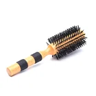 professional natural round Oak Wooden Nylon Bristle brushes for curly hair