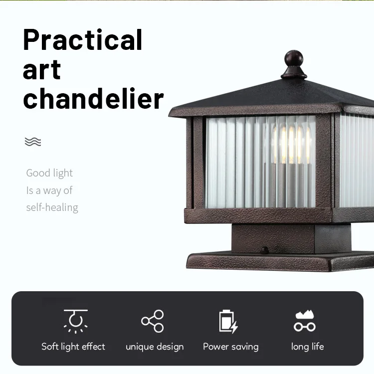 Classical Outdoor Lighting Fixtures Doorway Garden Stripe Glass Pillar Lights