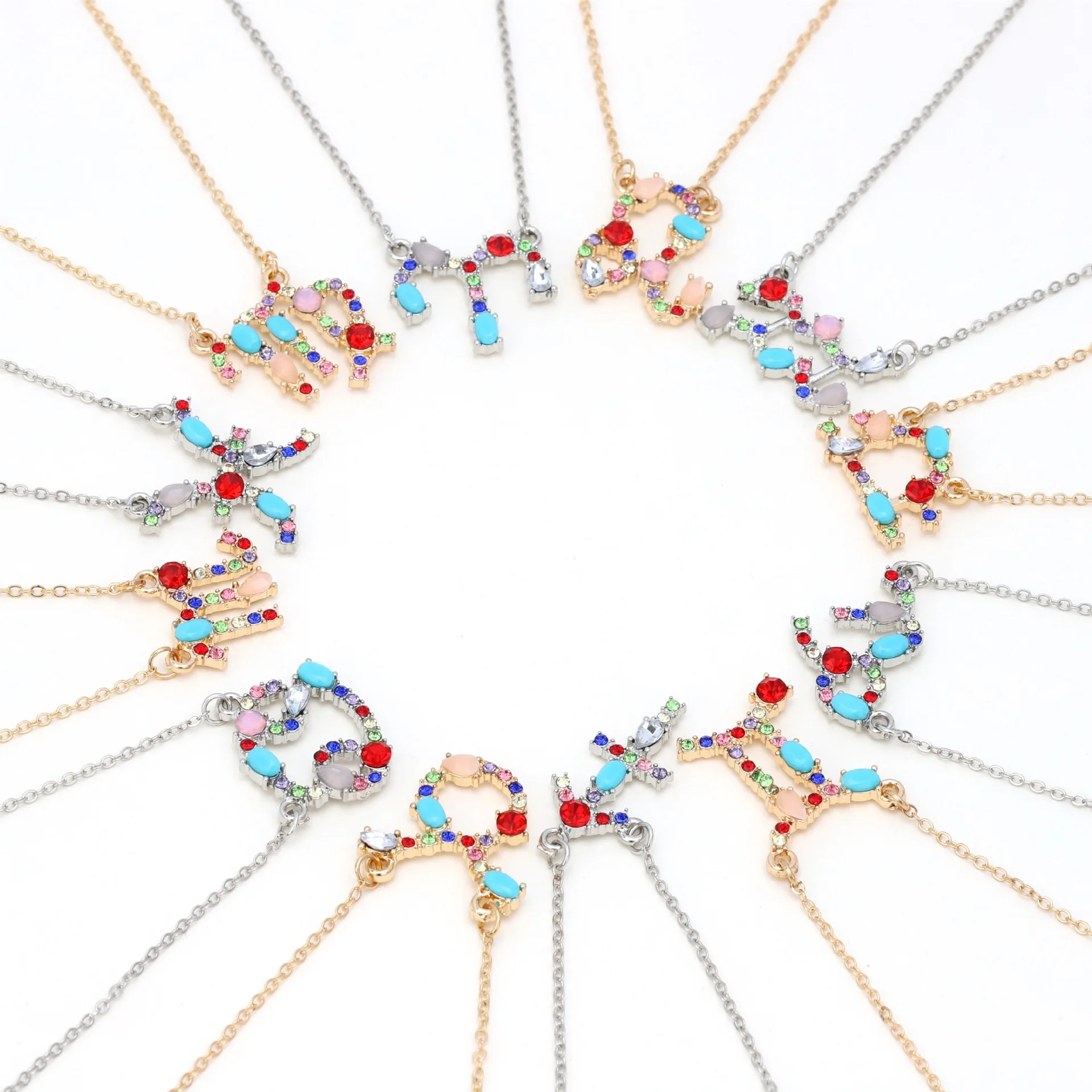 Trendy crystal jewelry rainbow horoscope letter pendant gold plated 12 zodiac necklace
Trendy crystal jewelry rainbow horoscope letter pendant gold plated 12 zodiac necklace