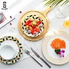 Custom 4pcs for 1 person Round Shape Tableware Glazed ceramic ware Porcelain Dinner Sets