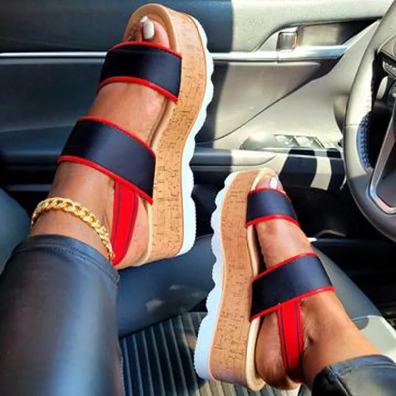 2021 Summer new style thick sole mid-heel elastic band simple women's platform shoes sports style slippers, Pictures
2021 Summer new style thick sole mid-heel elastic band simple women's platform shoes sports style slippers, Pictures