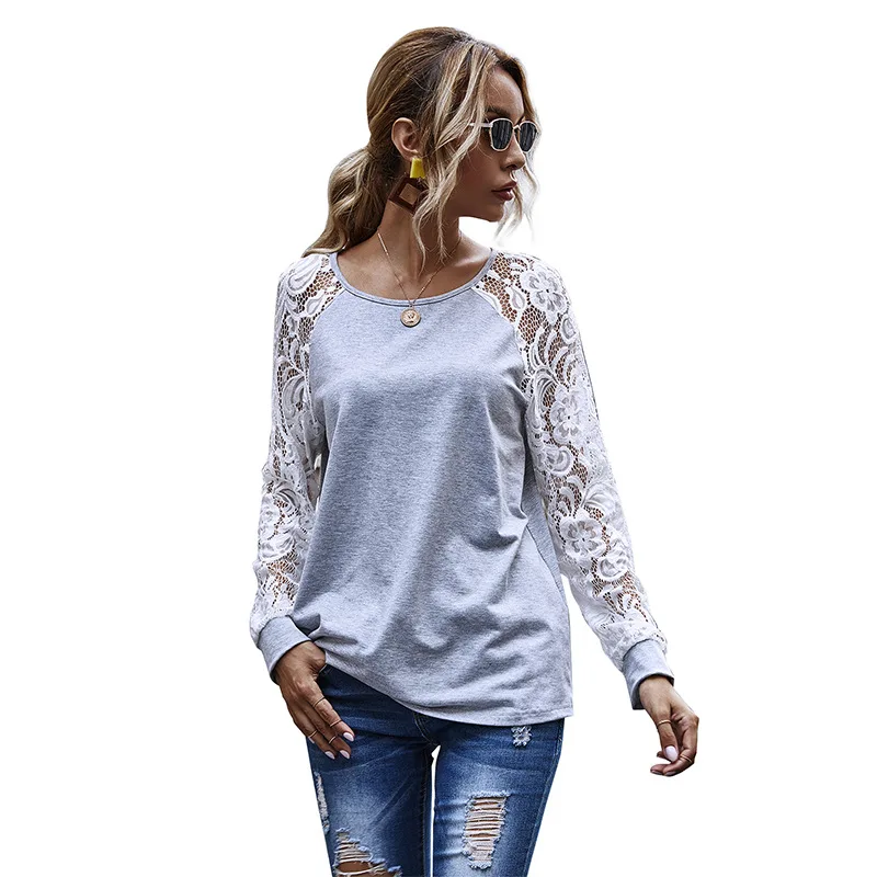Hollow Lace Sleeves Round Neck Pullover Women's Autumn And Winter New Women's Casual Top T-shirt
Hollow Lace Sleeves Round Neck Pullover Women's Autumn And Winter New Women's Casual Top T-shirt
