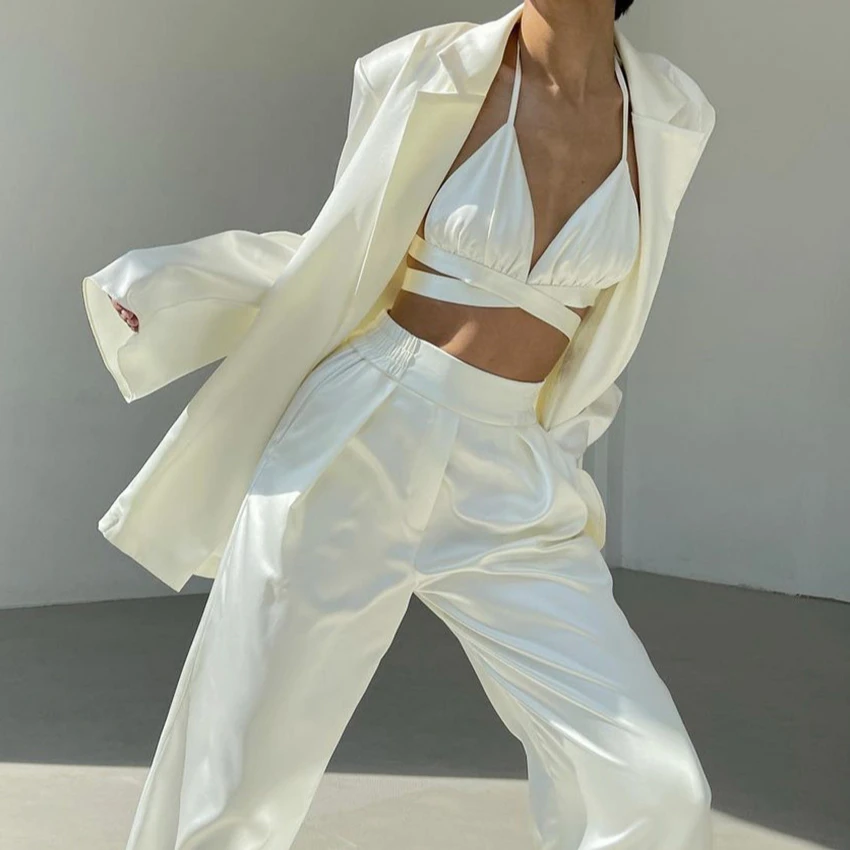 2022 Summer New Arrivals High Waist White Casual Straight Elegant Suit Women Satin Pant, White / red
2022 Summer New Arrivals High Waist White Casual Straight Elegant Suit Women Satin Pant, White / red