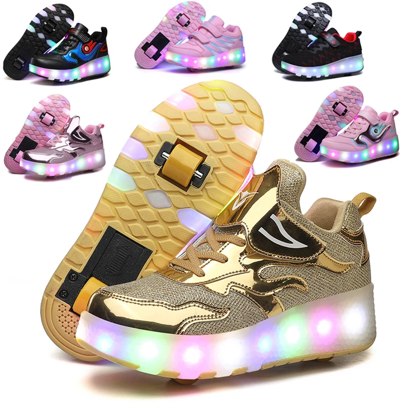 Rechargeable Led Kids Sneakers Double Wheels Roller Skates for Children Casual Light Shoes Ice Skate
Rechargeable Led Kids Sneakers Double Wheels Roller Skates for Children Casual Light Shoes Ice Skate