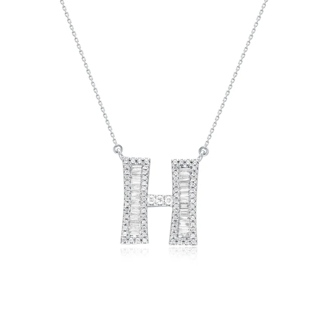 Amazon hot sale fashion jewelry 18k gold baguettes diamond letter H pendant necklace for woman, White gold
Amazon hot sale fashion jewelry 18k gold baguettes diamond letter H pendant necklace for woman, White gold