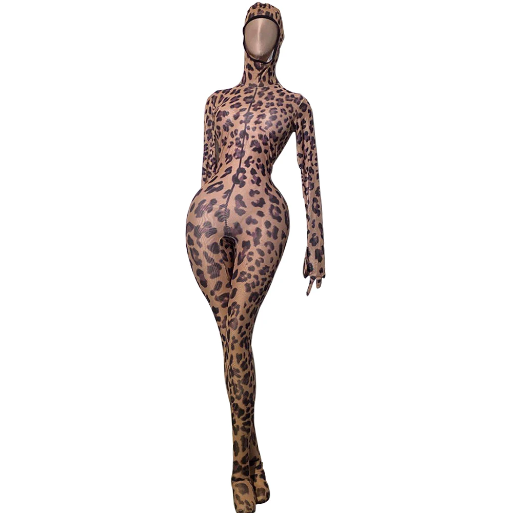 Fashion Stretch Long Sleeve Leopard Print Hooded Rompers Women Sexy Bodycon Bodysuit Stage Dancer Casual Club Party Jumpsuit
Fashion Stretch Long Sleeve Leopard Print Hooded Rompers Women Sexy Bodycon Bodysuit Stage Dancer Casual Club Party Jumpsuit