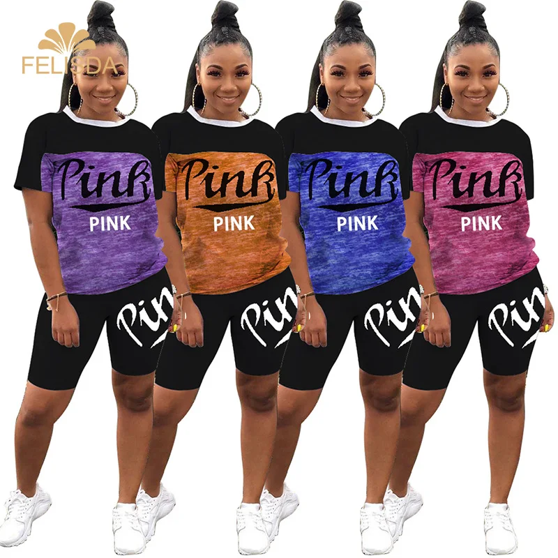 Summer Two Piece Set Outfits Sportswear Pink Letter Printing Women Short T Shirts And Pants Set Fitness Tracksuit
Summer Two Piece Set Outfits Sportswear Pink Letter Printing Women Short T Shirts And Pants Set Fitness Tracksuit