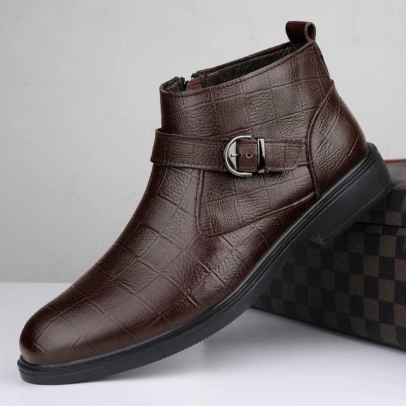 Bottes Ankle Boots Formal Zipper Boots For Men Kasut Lelaki Top Quality Men Boots, Black brown
Bottes Ankle Boots Formal Zipper Boots For Men Kasut Lelaki Top Quality Men Boots, Black brown