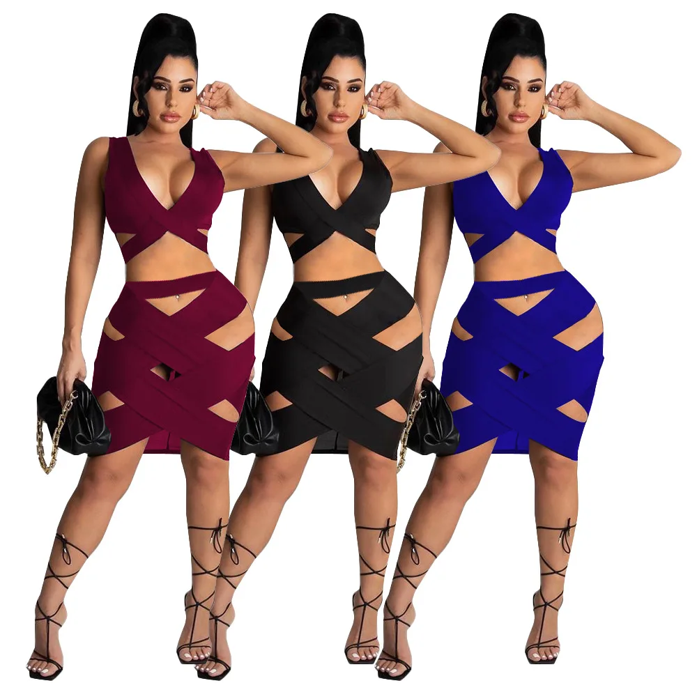 New Skirt Suit Sexy Solid Color Wispy Tight Irregular Sleeveless V-Neck Two-Piece Suit
New Skirt Suit Sexy Solid Color Wispy Tight Irregular Sleeveless V-Neck Two-Piece Suit