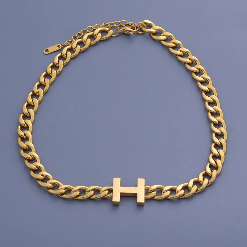 Fashion branded inspired designer necklace letter H stainless steel necklace for women gold jewelry
Fashion branded inspired designer necklace letter H stainless steel necklace for women gold jewelry