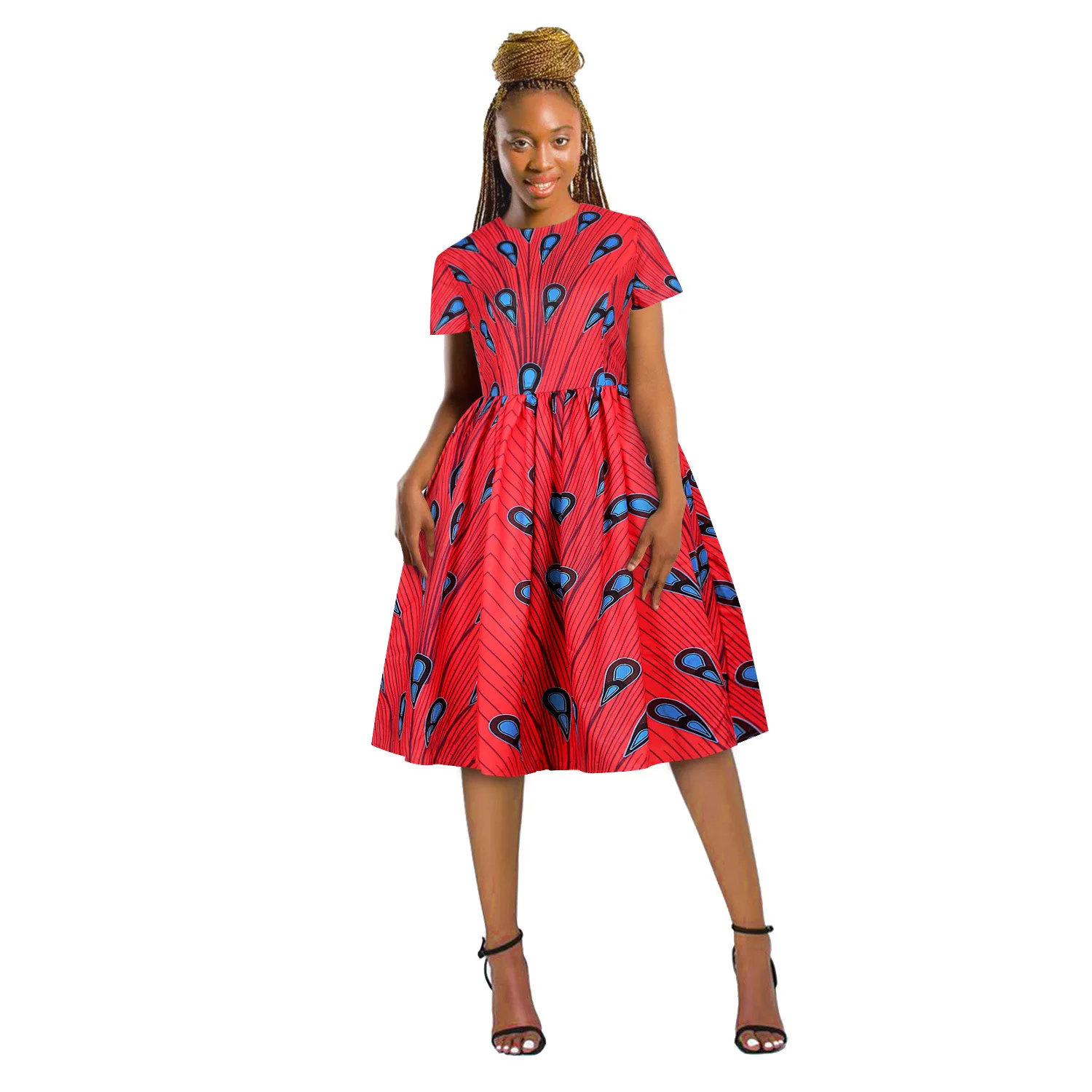 African Clothing Women African Print Dress Summer Short Sleeve Party Casual Midi Dress For African Women
African Clothing Women African Print Dress Summer Short Sleeve Party Casual Midi Dress For African Women