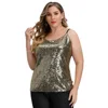 HN Women's Plus Size Sparking Sequins Clubwear Cami Tops Sequined Camisole HN0281