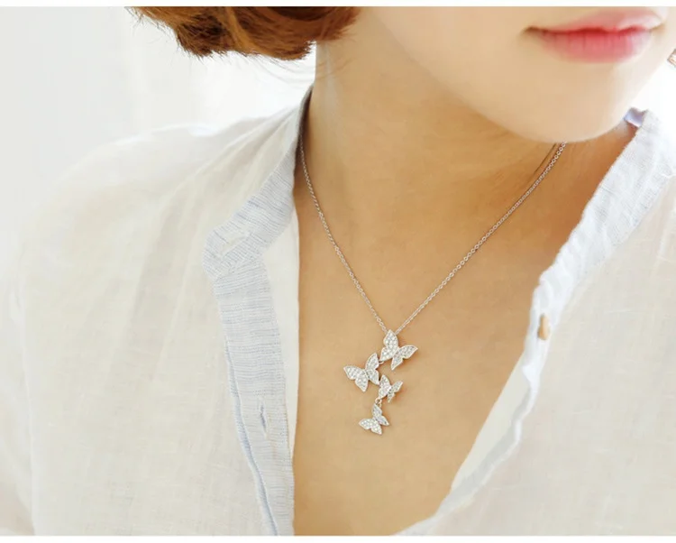 Fashion Jewelry CZ Necklaces Butterfly Shape Shine 3A Zircon 4 diamond-studded butterfly clavicle chains Necklaces Jewelry Women, As the picture show 
Fashion Jewelry CZ Necklaces Butterfly Shape Shine 3A Zircon 4 diamond-studded butterfly clavicle chains Necklaces Jewelry Women, As the picture show