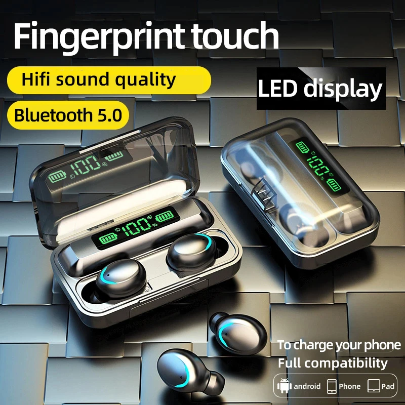 HIFI Wireless Earphone 5.0 Wireless TWS F9-5 earphone Mic With 1200mAh Charging Box Headset LED Display
HIFI Wireless Earphone 5.0 Wireless TWS F9-5 earphone Mic With 1200mAh Charging Box Headset LED Display