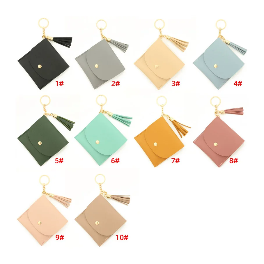 In Stock Fashion Pu leather Candy Colors Cards Holder Key Ring Mini Cute Keychain Tassel Cards Holder Wallet for Women and Girls
In Stock Fashion Pu leather Candy Colors Cards Holder Key Ring Mini Cute Keychain Tassel Cards Holder Wallet for Women and Girls