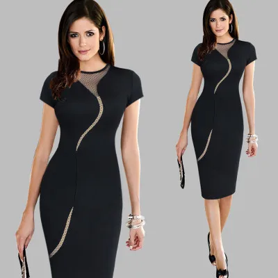 F40118A Hot sale New fashion round collar mesh dress office style dress for women, Red / black
F40118A Hot sale New fashion round collar mesh dress office style dress for women, Red / black