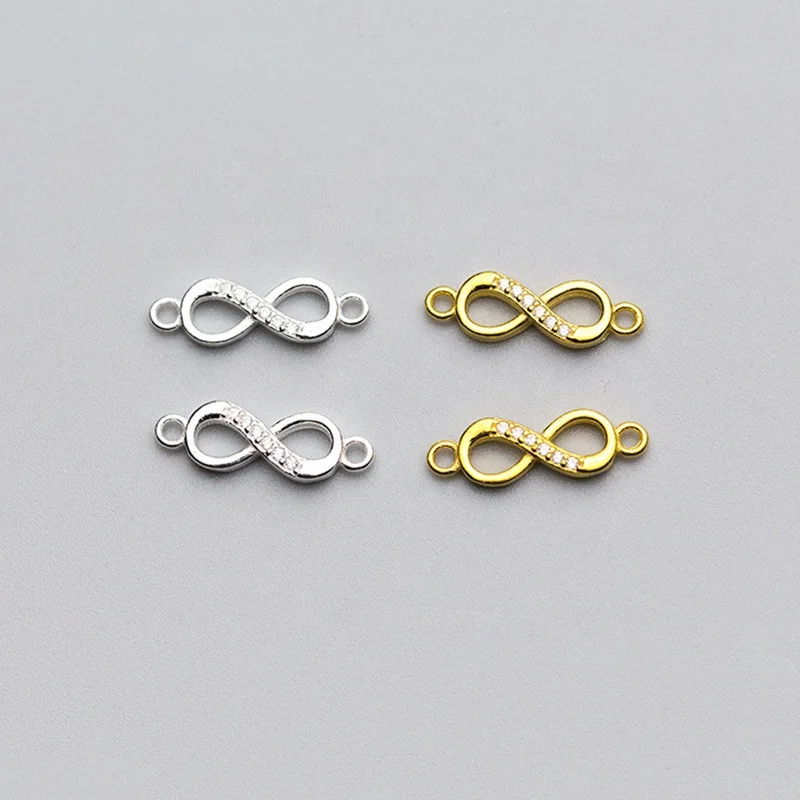 New fashion 925 sterling silver gold plated 8-shaped number zircon charms for jewelry making connector
New fashion 925 sterling silver gold plated 8-shaped number zircon charms for jewelry making connector