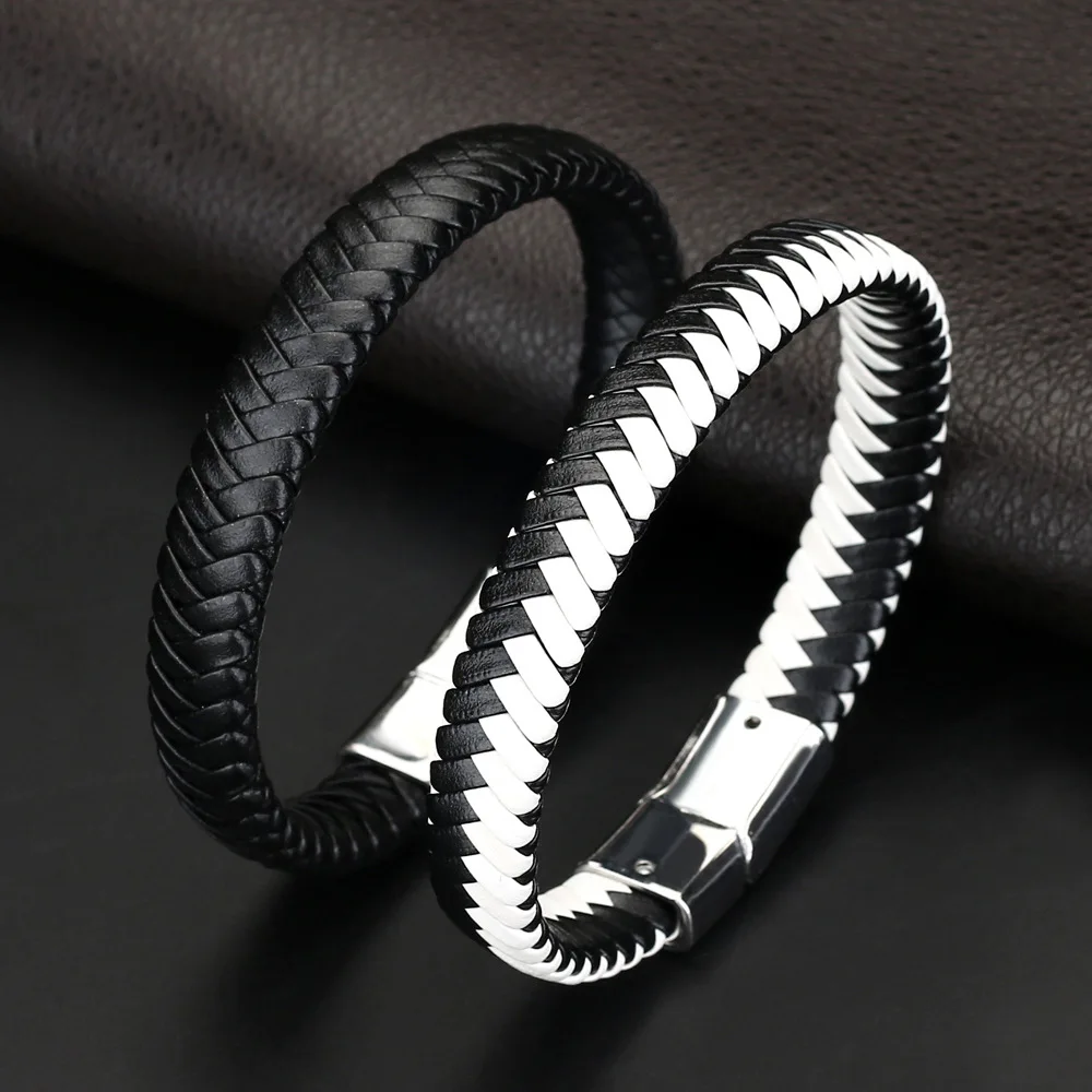 European Fashion Braided Wristband Leather Bracelets Black Buckle Mens Leather Bracelet
European Fashion Braided Wristband Leather Bracelets Black Buckle Mens Leather Bracelet